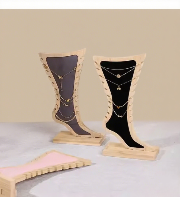 FADELI Necklace Display Stand Bracelet Long Chain Jewelry Display Stand Grey Velvet Holder