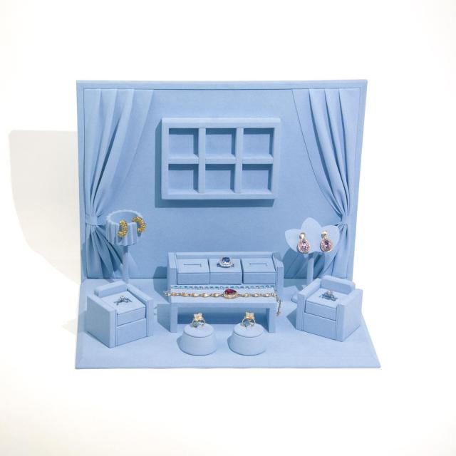 Personalized Custom Jewelry Set Display Prop Ultrafine Fiber Ring Stand Luxury Jewelry Display Set