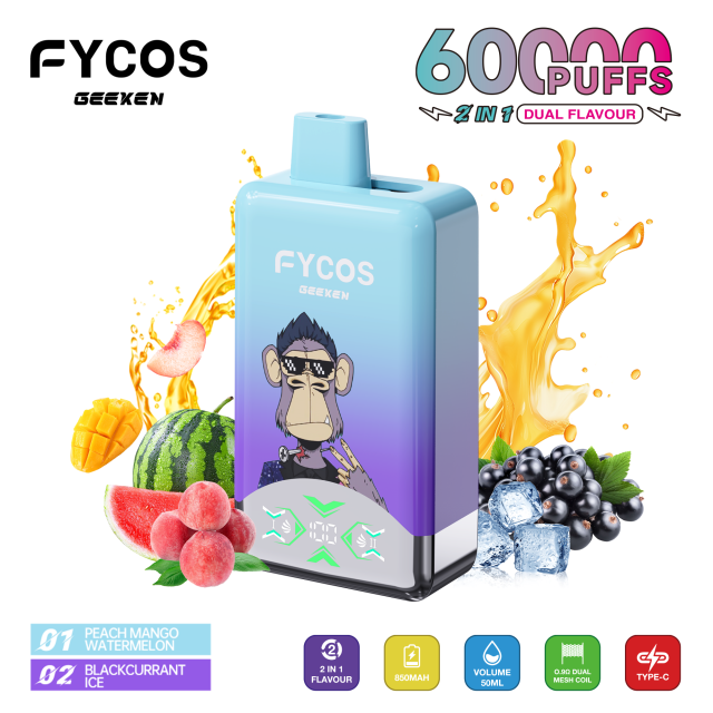 Fycos Vaper 60000 Puffs 60K Disposable Vapor EU Warehouse Electronic Cigarette Vape Pen Rechargeable 50ML