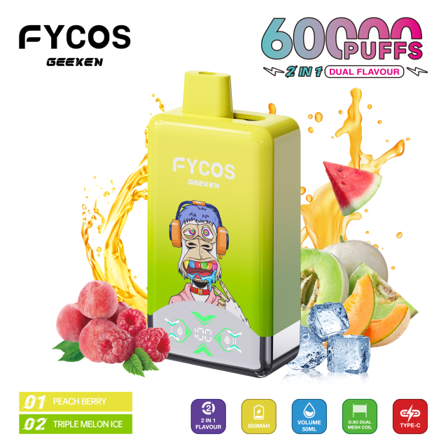 Wholesale vape factory disposable vape pen Fycos 60K dual flavors EU warehouse