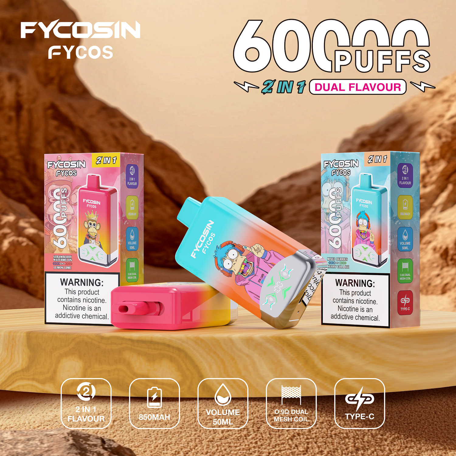 Europe Disposable Vape 100K 80K 60K Vapes 2 in 1 in Stock Fast Ship 60000 Puff