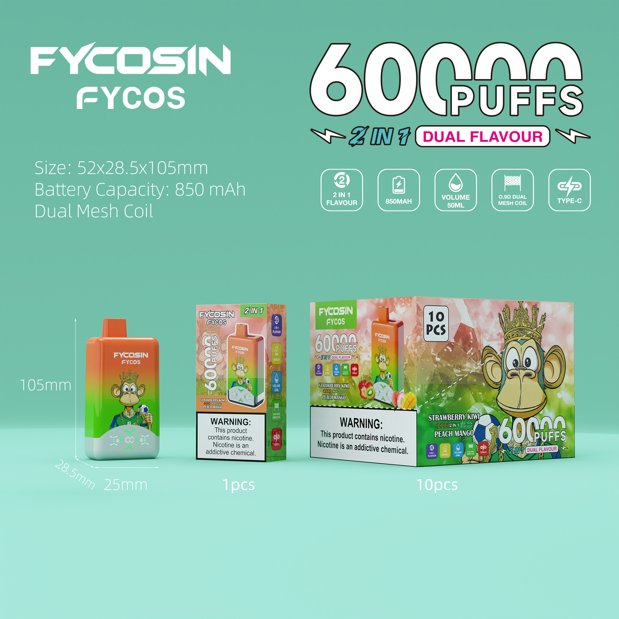 Europe Disposable Vape 100K 80K 60K Vapes 2 in 1 in Stock Fast Ship 60000 Puff