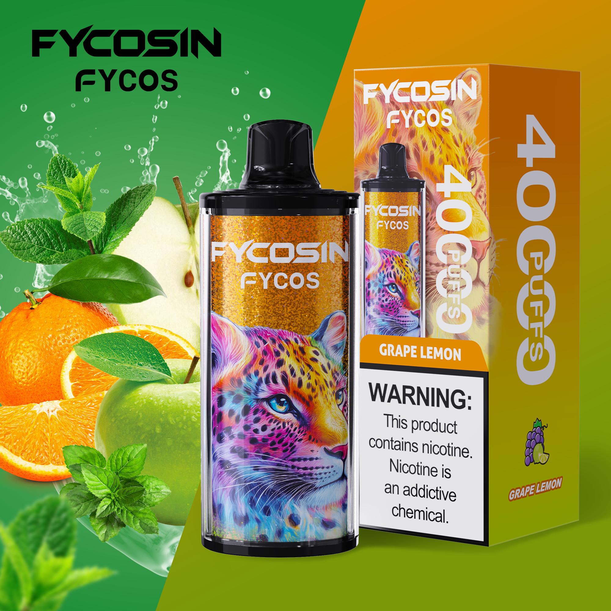 Hot Sell Stock Germany Wholesale Fycosin 40000 Puff Vaper 40K Juice 650mAh Battery Rechargeable Vape