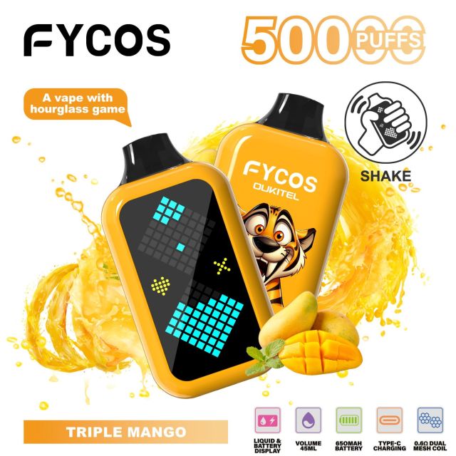 Fycos Player 50K puffs Electronic Cigarette Vaper 10 Flavors Rechargeable Disposable Vape Ecig