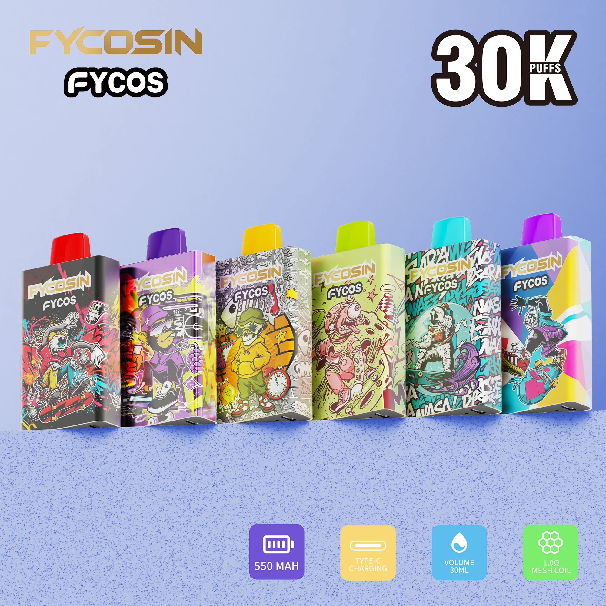 Wholesale E Fycosin 30000 Puffs Vapor Electronic Cigarette Disposable Vape