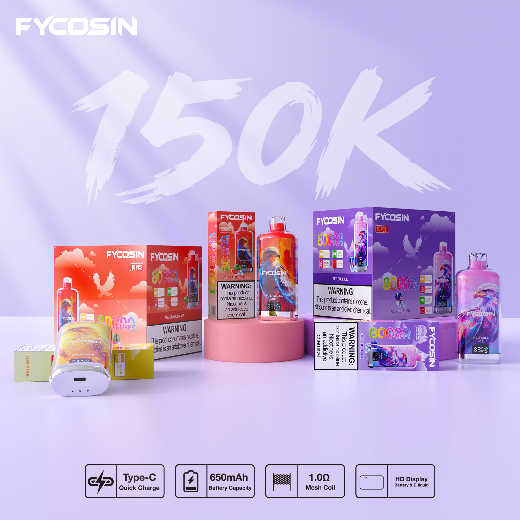 Fycosin Modern Electronic Cigarette with Ergonomic Shape and Reliable Battery