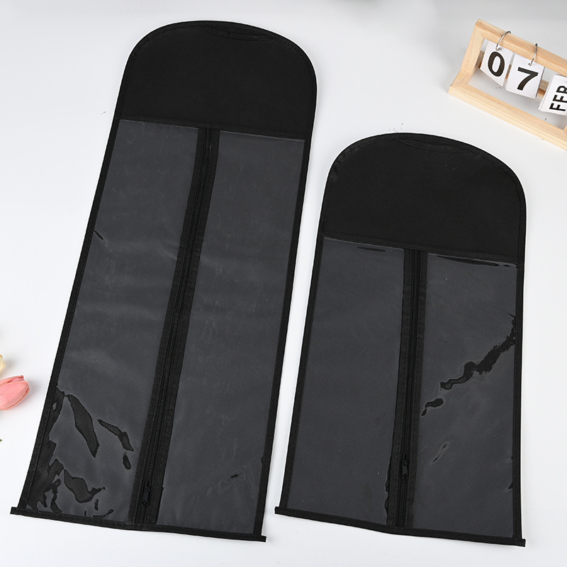 Non-woven Wig Bag Custom PVC Wig Storage Dustproof Bag in stock Portable Hanger Printable Logo