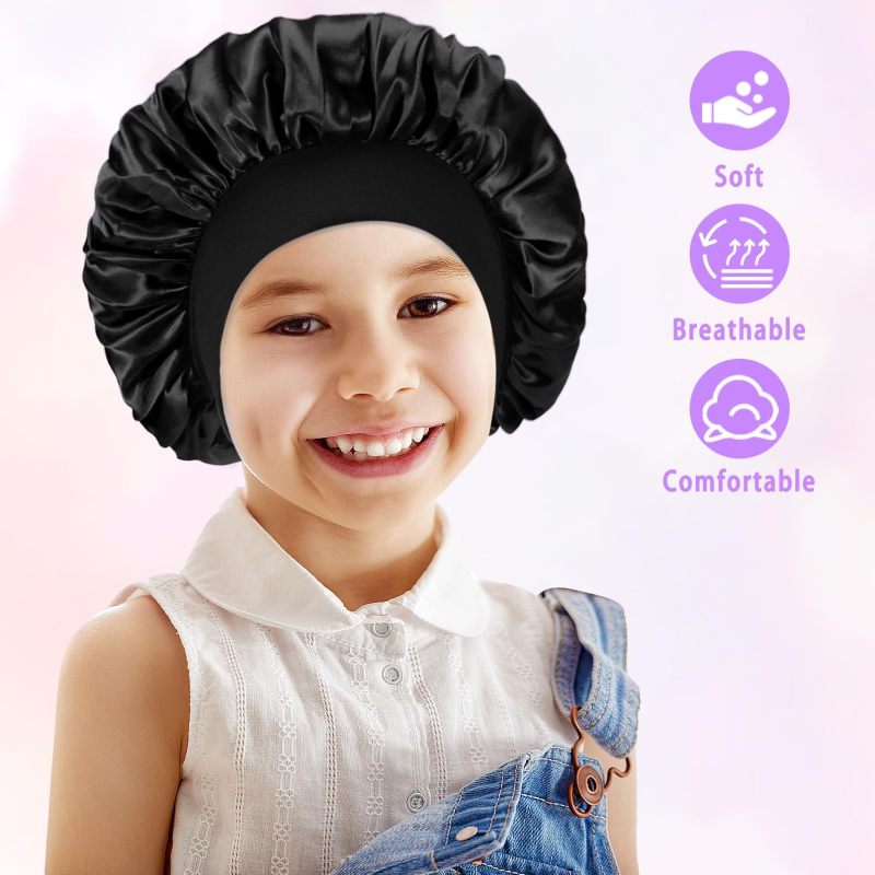 Amazon cross-border best selling European and American children's colored nightcap elastic silk-like small round cap baby hair care cap