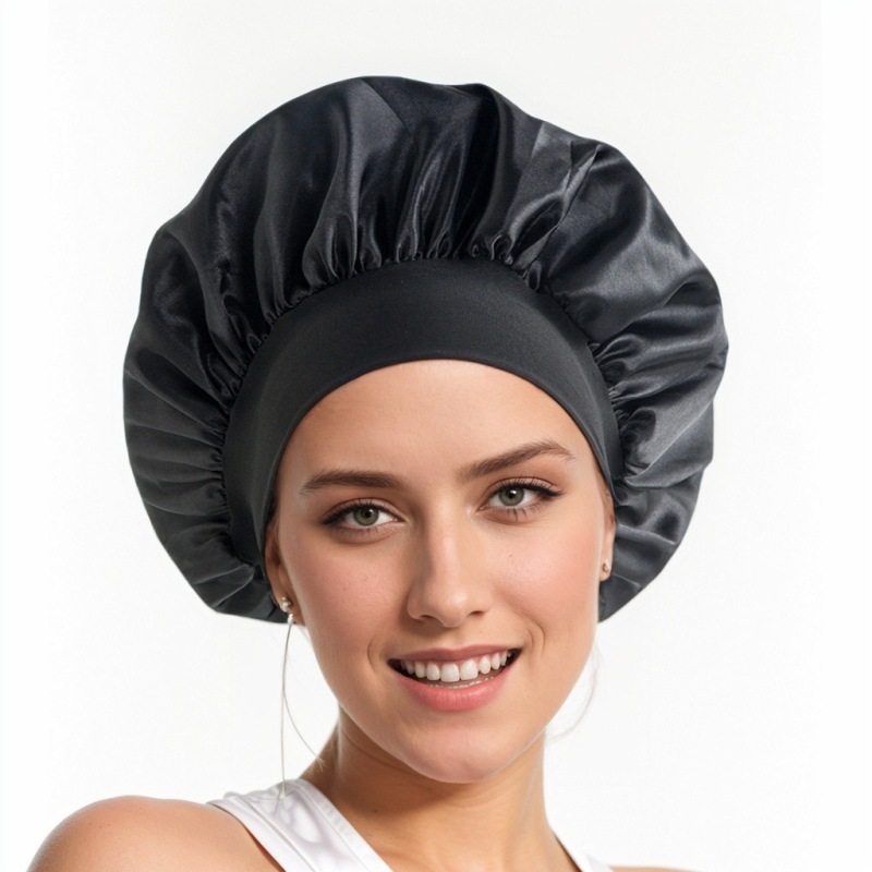 Amazon Cross-Border Export Wide-Brimmed High-Elastic Imitation Silk Confinement Scarf Women's Chemotherapy Cap Hair Care Hat Custom Nightcap