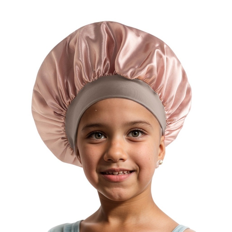 Amazon cross-border best selling European and American children's colored nightcap elastic silk-like small round cap baby hair care cap