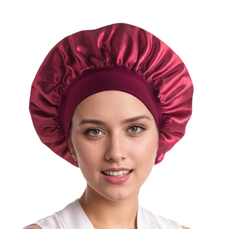 Amazon Cross-Border Export Wide-Brimmed High-Elastic Imitation Silk Confinement Scarf Women's Chemotherapy Cap Hair Care Hat Custom Nightcap