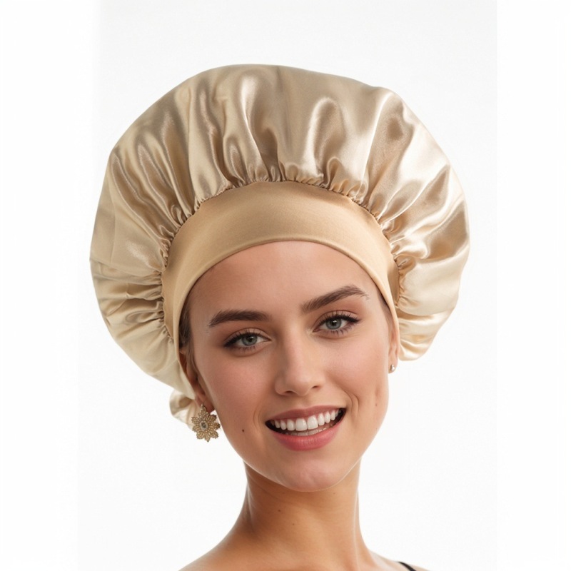 Amazon Cross-Border Export Wide-Brimmed High-Elastic Imitation Silk Confinement Scarf Women's Chemotherapy Cap Hair Care Hat Custom Nightcap