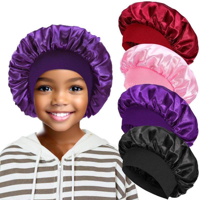 Amazon cross-border best selling European and American children's colored nightcap elastic silk-like small round cap baby hair care cap