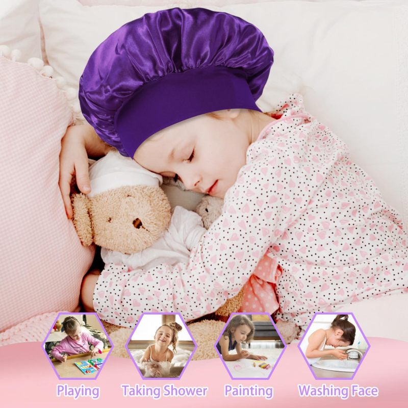 Amazon cross-border best selling European and American children's colored nightcap elastic silk-like small round cap baby hair care cap