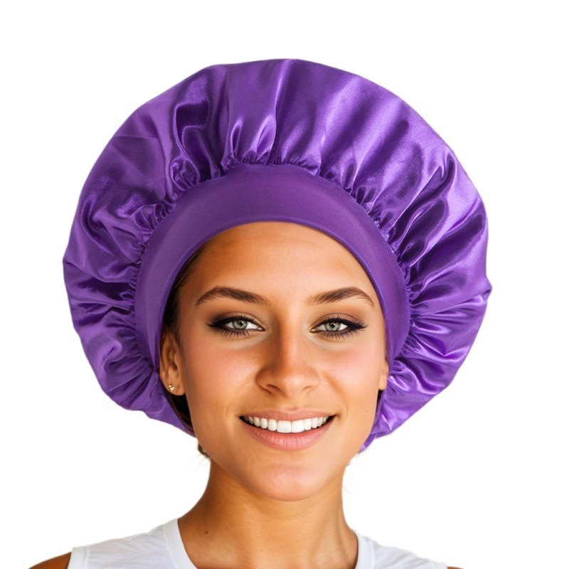 Amazon Cross-Border Export Wide-Brimmed High-Elastic Imitation Silk Confinement Scarf Women's Chemotherapy Cap Hair Care Hat Custom Nightcap