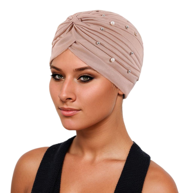 Amazon AliExpress Foreign Trade New Headscarf Cap Fold Bead Fold Simple Watermelon Bag Head Cap Factory Pin