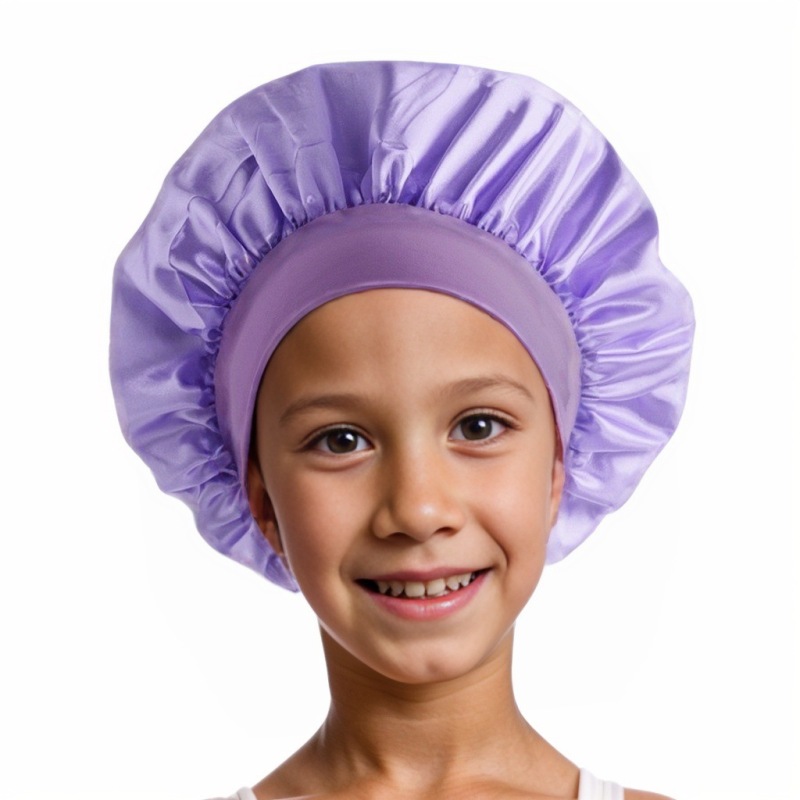 Amazon cross-border best selling European and American children's colored nightcap elastic silk-like small round cap baby hair care cap