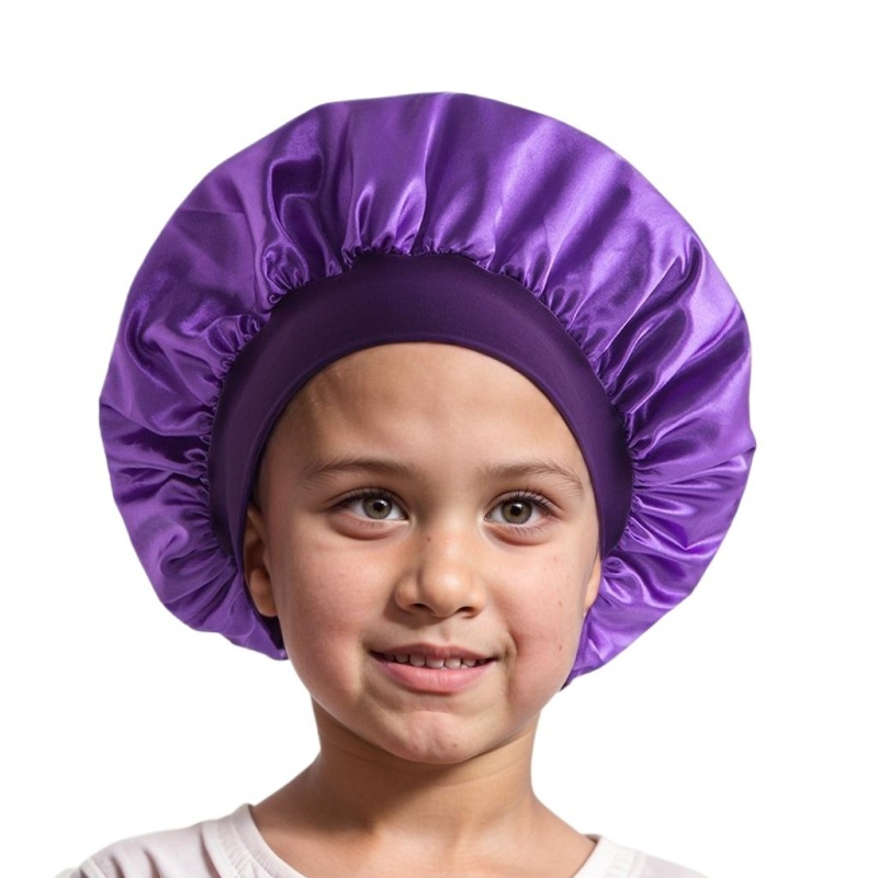 Amazon cross-border best selling European and American children's colored nightcap elastic silk-like small round cap baby hair care cap
