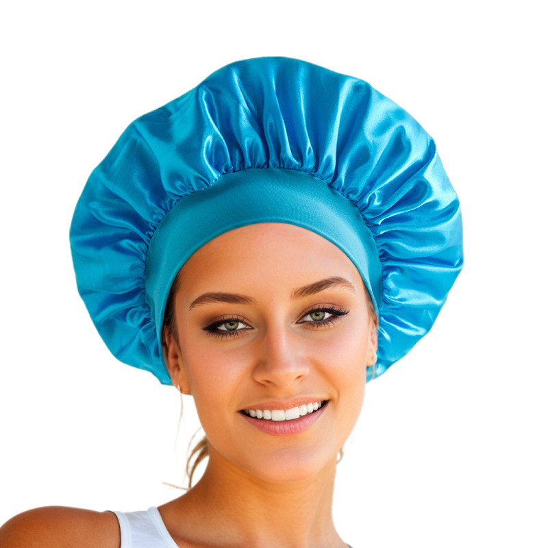 Amazon Cross-Border Export Wide-Brimmed High-Elastic Imitation Silk Confinement Scarf Women's Chemotherapy Cap Hair Care Hat Custom Nightcap