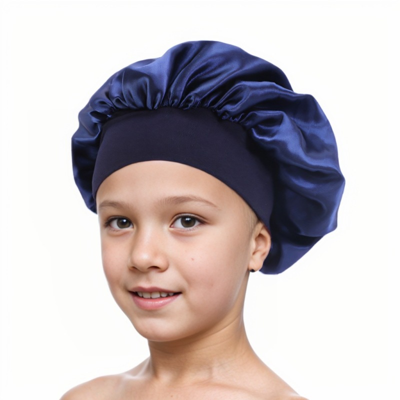 Amazon cross-border best selling European and American children's colored nightcap elastic silk-like small round cap baby hair care cap