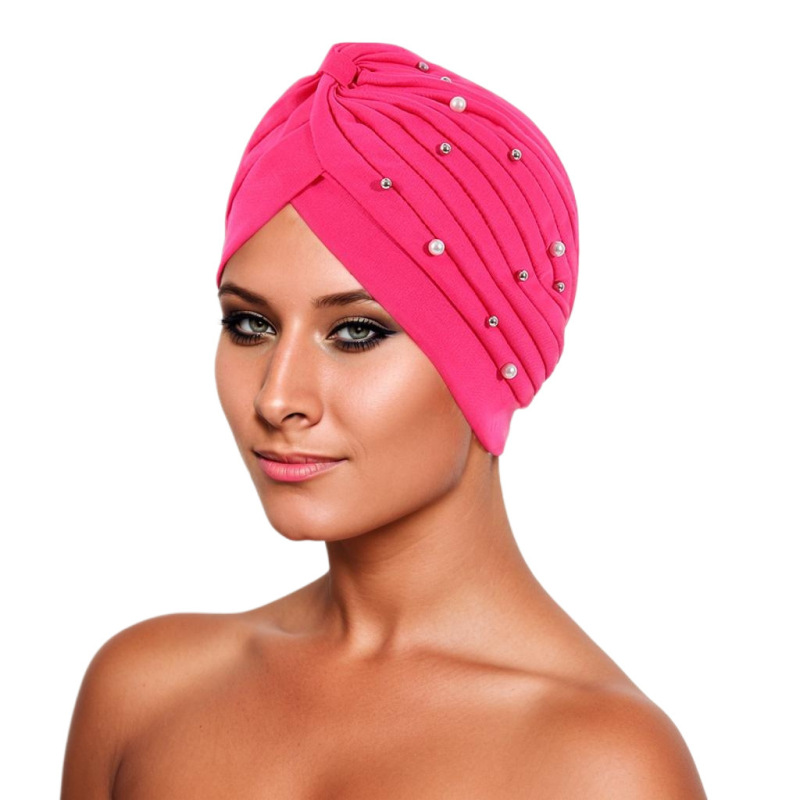 Amazon AliExpress Foreign Trade New Headscarf Cap Fold Bead Fold Simple Watermelon Bag Head Cap Factory Pin