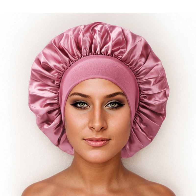 Amazon Cross-Border Export Wide-Brimmed High-Elastic Imitation Silk Confinement Scarf Women's Chemotherapy Cap Hair Care Hat Custom Nightcap