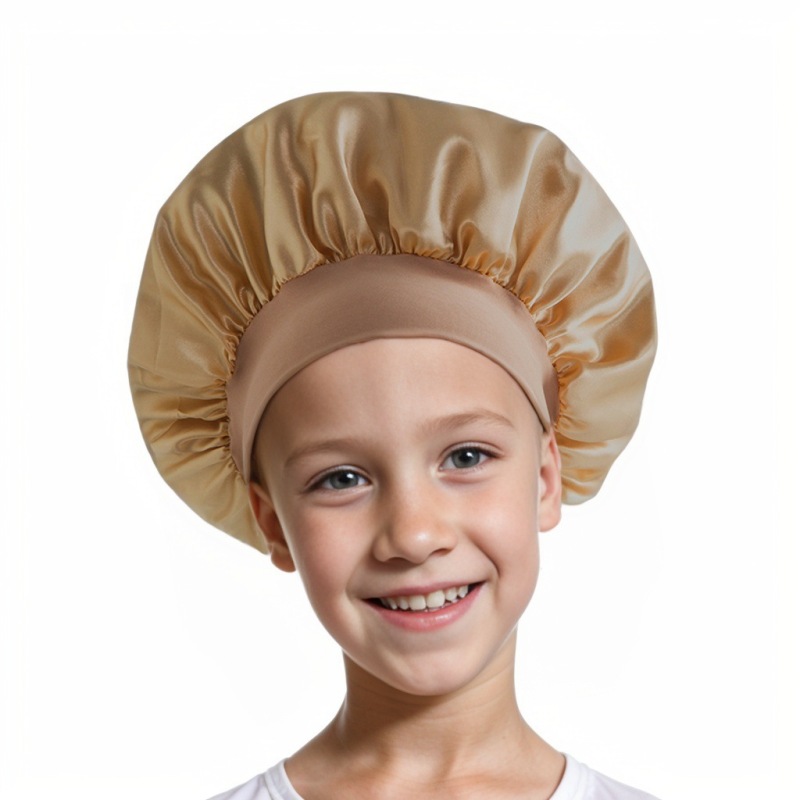 Amazon cross-border best selling European and American children's colored nightcap elastic silk-like small round cap baby hair care cap