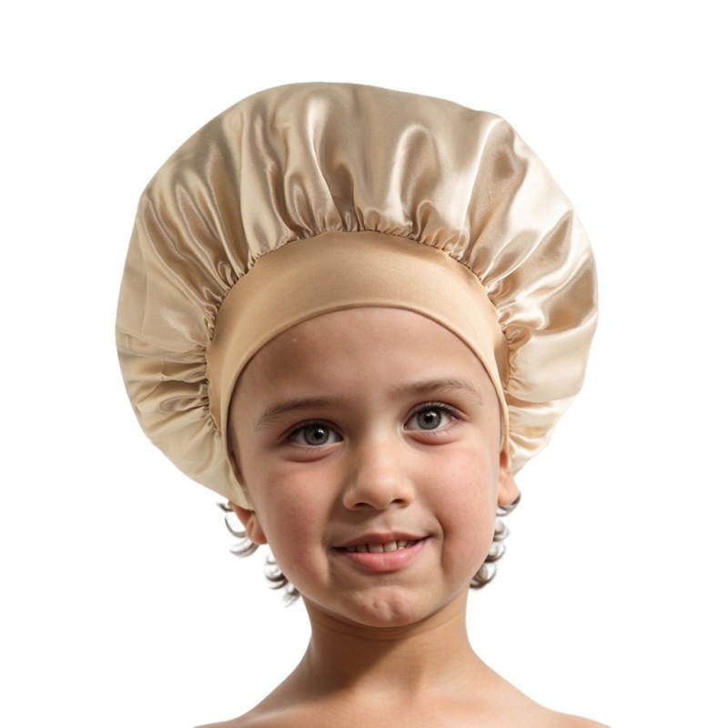 Amazon cross-border best selling European and American children's colored nightcap elastic silk-like small round cap baby hair care cap