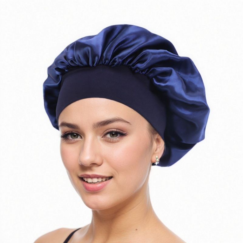 Amazon Cross-Border Export Wide-Brimmed High-Elastic Imitation Silk Confinement Scarf Women's Chemotherapy Cap Hair Care Hat Custom Nightcap
