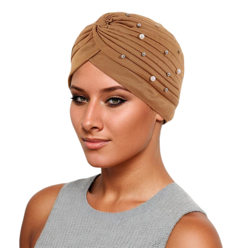 Amazon AliExpress Foreign Trade New Headscarf Cap Fold Bead Fold Simple Watermelon Bag Head Cap Factory Pin