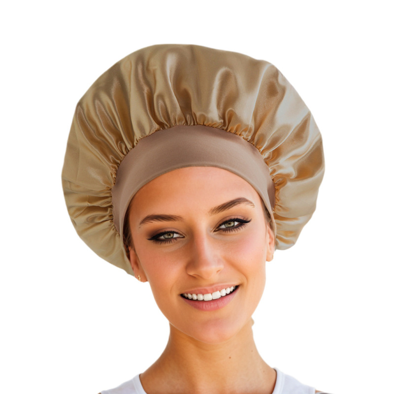 Amazon Cross-Border Export Wide-Brimmed High-Elastic Imitation Silk Confinement Scarf Women's Chemotherapy Cap Hair Care Hat Custom Nightcap