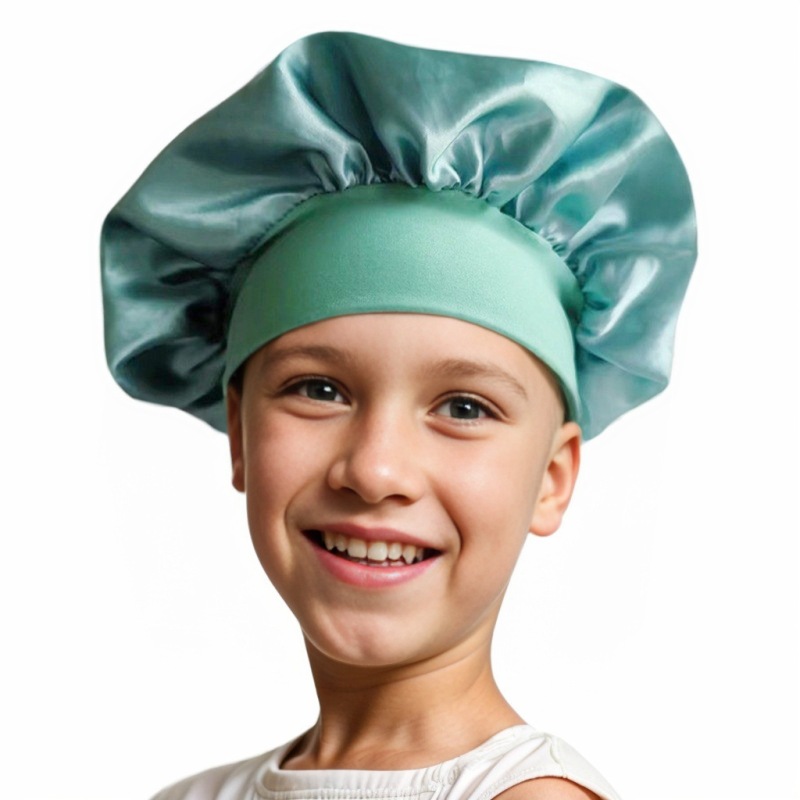 Amazon cross-border best selling European and American children's colored nightcap elastic silk-like small round cap baby hair care cap