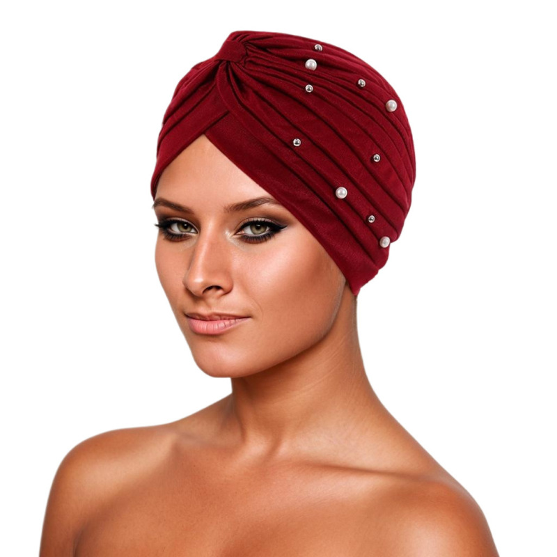 Amazon AliExpress Foreign Trade New Headscarf Cap Fold Bead Fold Simple Watermelon Bag Head Cap Factory Pin