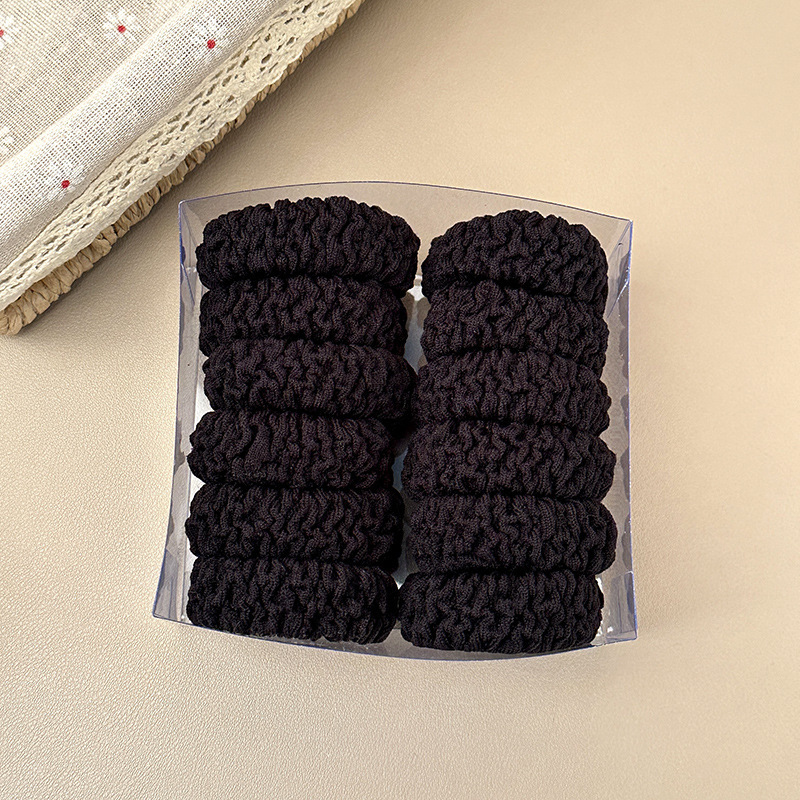 Boxed Thick Widened High Elastic Towel Ring Seamless Fish Scale Pattern Hair Strap Rubber Band Leather Cover Hair Ring