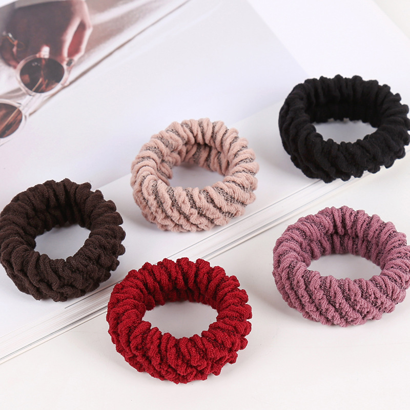 Boxed Thick Widened High Elastic Towel Ring Seamless Fish Scale Pattern Hair Strap Rubber Band Leather Cover Hair Ring