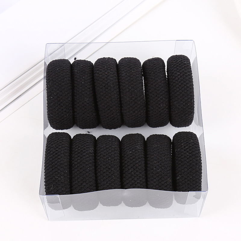 Boxed Thick Widened High Elastic Towel Ring Seamless Fish Scale Pattern Hair Strap Rubber Band Leather Cover Hair Ring