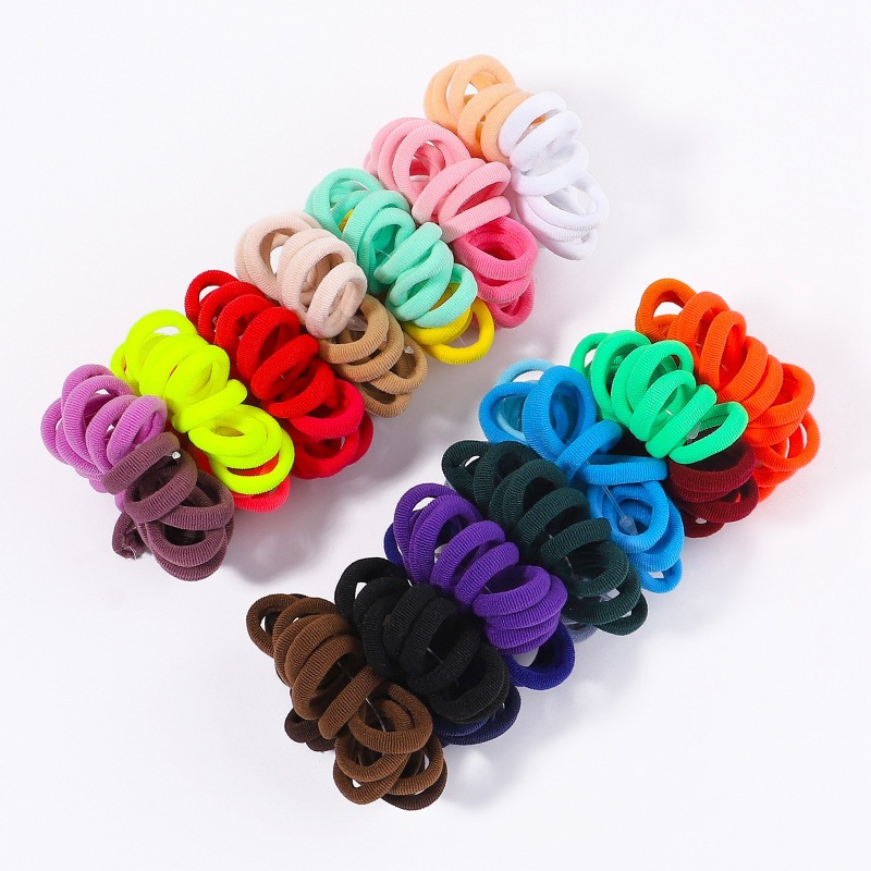Cross-border Children's Hair Ring Solid Color Seamless Wool Rubber Tendon Hair Rope Towel Ring High Elastic Payon Tail Headwear 2893
