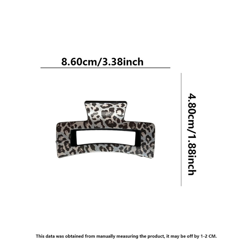 Cross border printing plastic hairpin leopard square hollow grip clip summer high sense large shark clip hair accessories wholesale