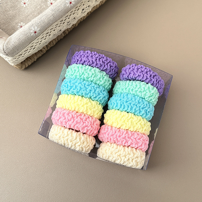 Boxed Thick Widened High Elastic Towel Ring Seamless Fish Scale Pattern Hair Strap Rubber Band Leather Cover Hair Ring