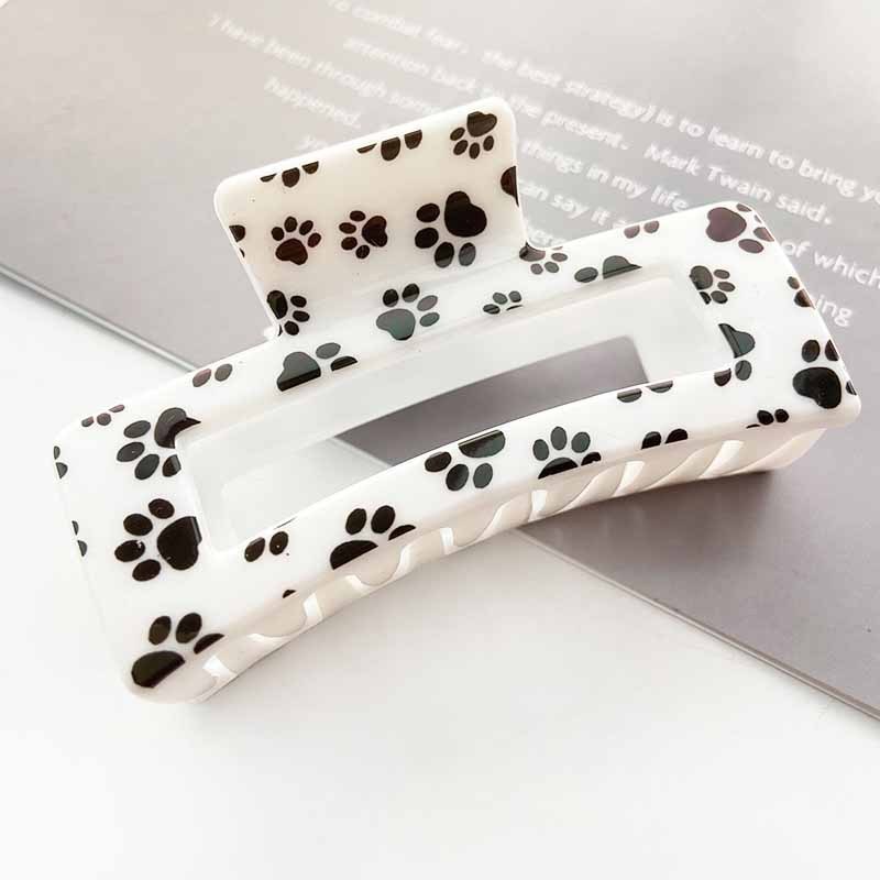 Cross border printing plastic hairpin leopard square hollow grip clip summer high sense large shark clip hair accessories wholesale