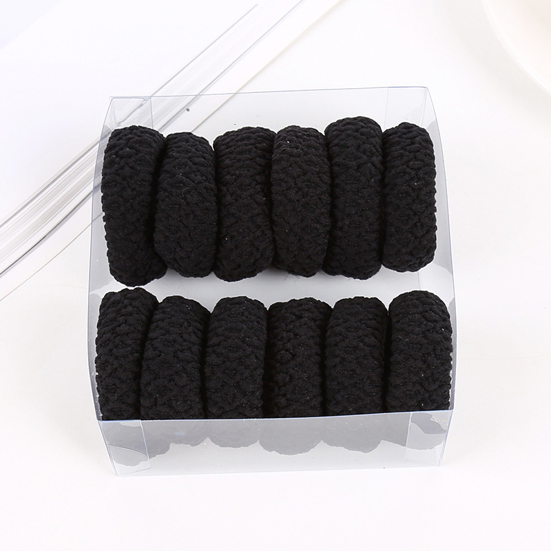 Boxed Thick Widened High Elastic Towel Ring Seamless Fish Scale Pattern Hair Strap Rubber Band Leather Cover Hair Ring