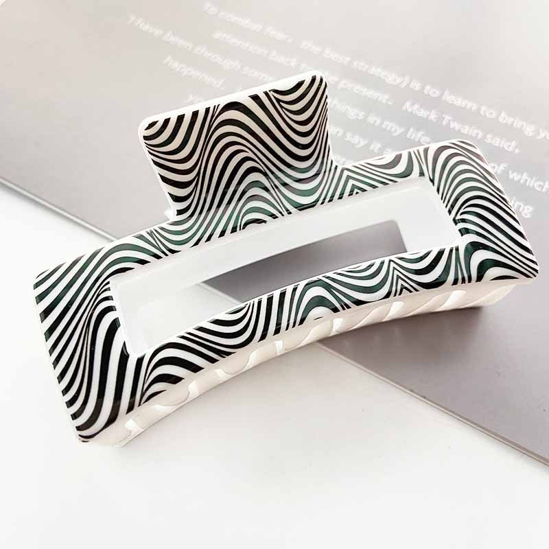 Cross border printing plastic hairpin leopard square hollow grip clip summer high sense large shark clip hair accessories wholesale