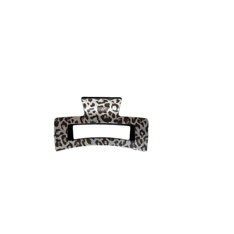 Cross border printing plastic hairpin leopard square hollow grip clip summer high sense large shark clip hair accessories wholesale