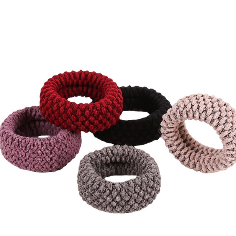Boxed Thick Widened High Elastic Towel Ring Seamless Fish Scale Pattern Hair Strap Rubber Band Leather Cover Hair Ring