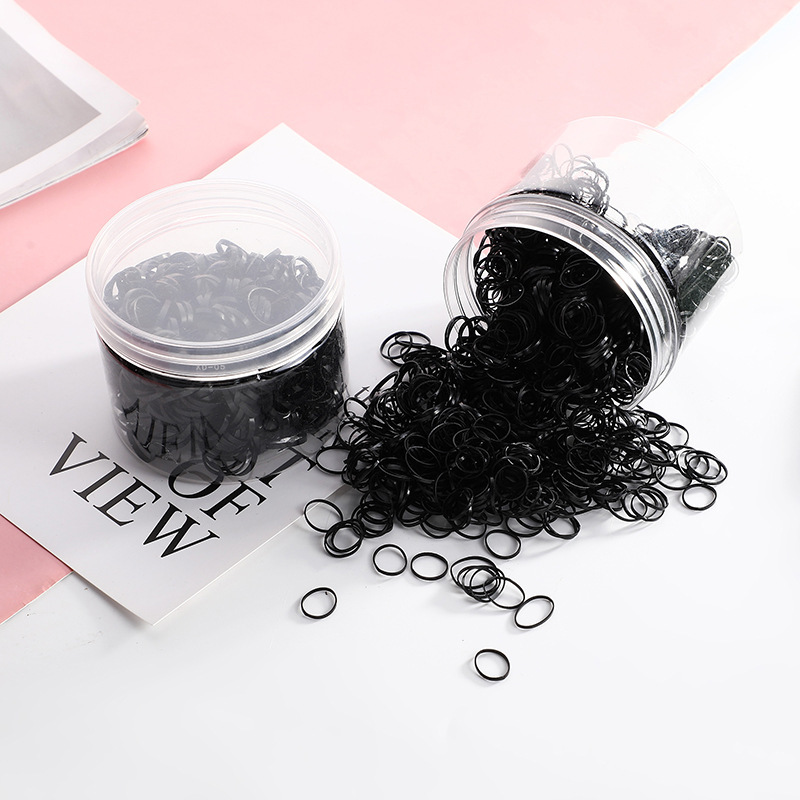 Korean version of disposable children do not hurt hair rubber band about 500 black thickened high elastic simple rubber band hair ring