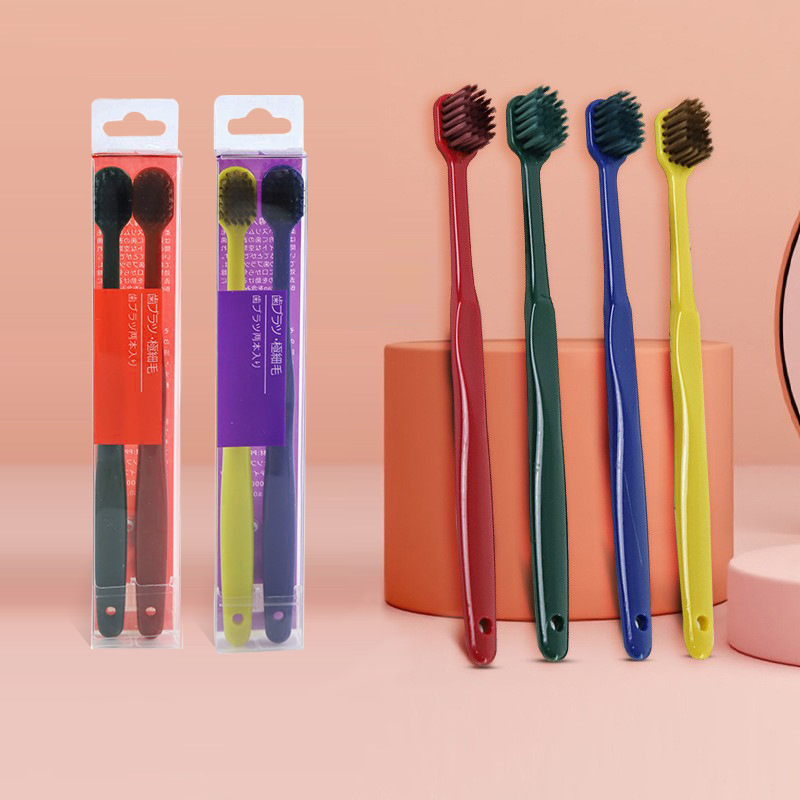 Wide-head Toothbrush Soft Hair Adult High-grade Bamboo Charcoal Toothbrush Couple Household Pregnant Women Children's Toothbrush Family Pack Macarons