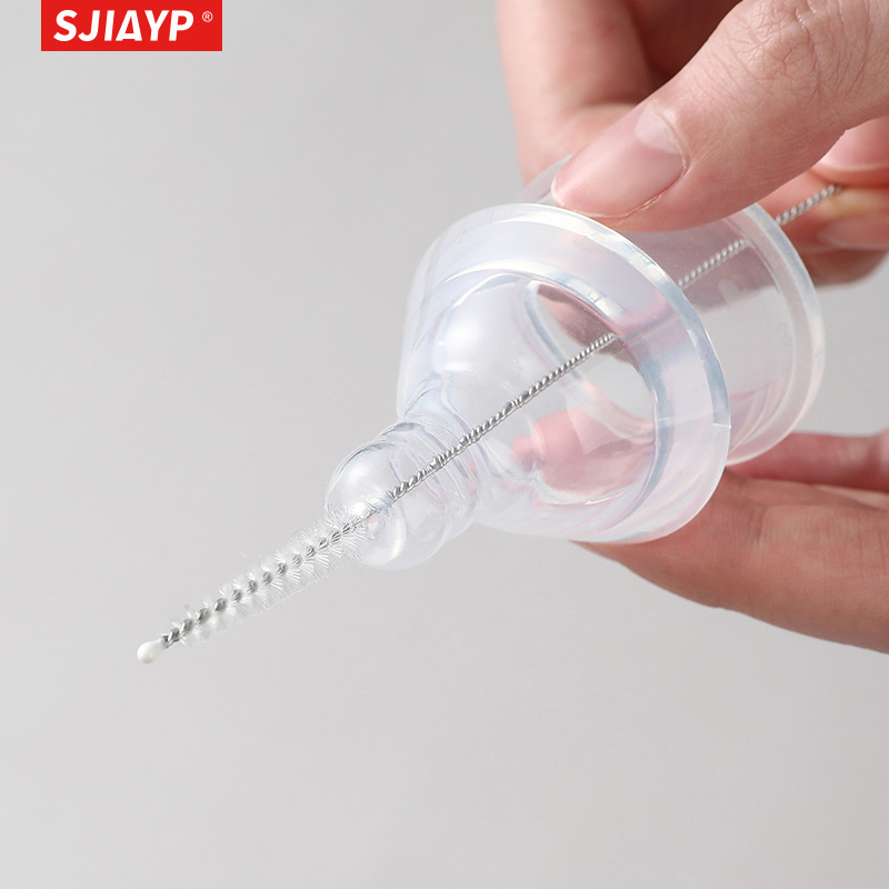 Japanese creative lengthened stainless steel glass straw brush nylon nipple brush slender spout brush no dead angle gap brush