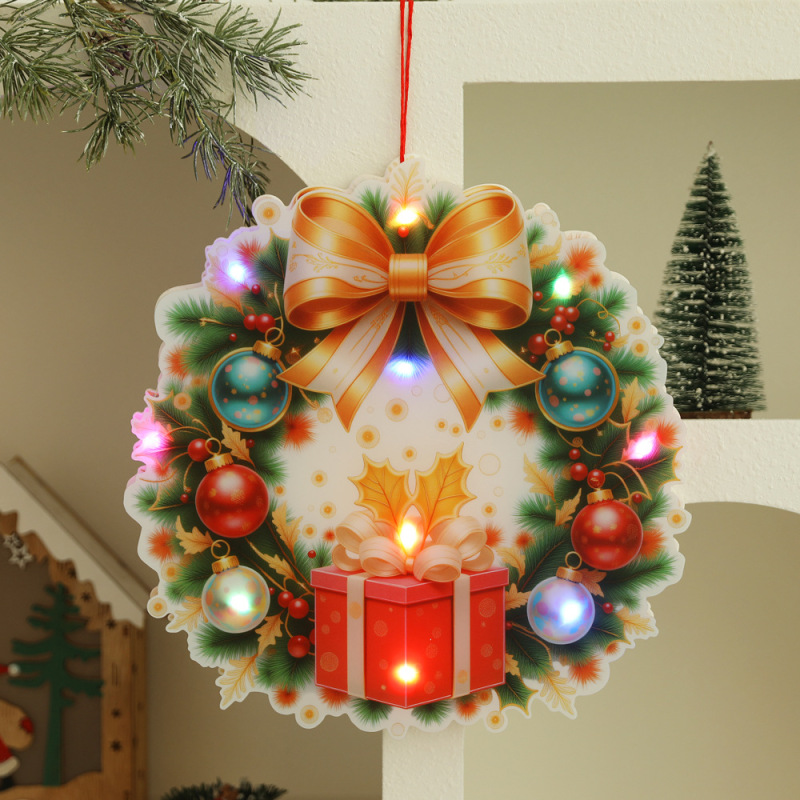 Christmas Decoration Luminous Pendant Pvc Cartoon Elk Snowman Kidsren's Christmas Gift DIY Lantern Elderly Pendant