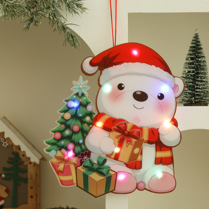 Christmas Decoration Luminous Pendant Pvc Cartoon Elk Snowman Kidsren's Christmas Gift DIY Lantern Elderly Pendant