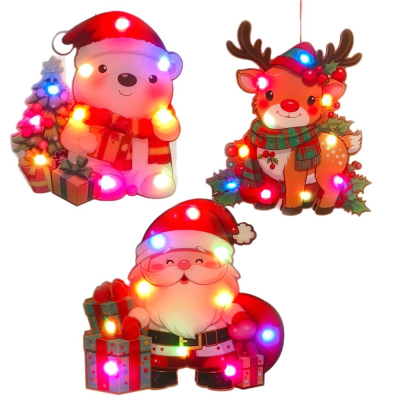 Christmas Decoration Luminous Pendant Pvc Cartoon Elk Snowman Kidsren's Christmas Gift DIY Lantern Elderly Pendant